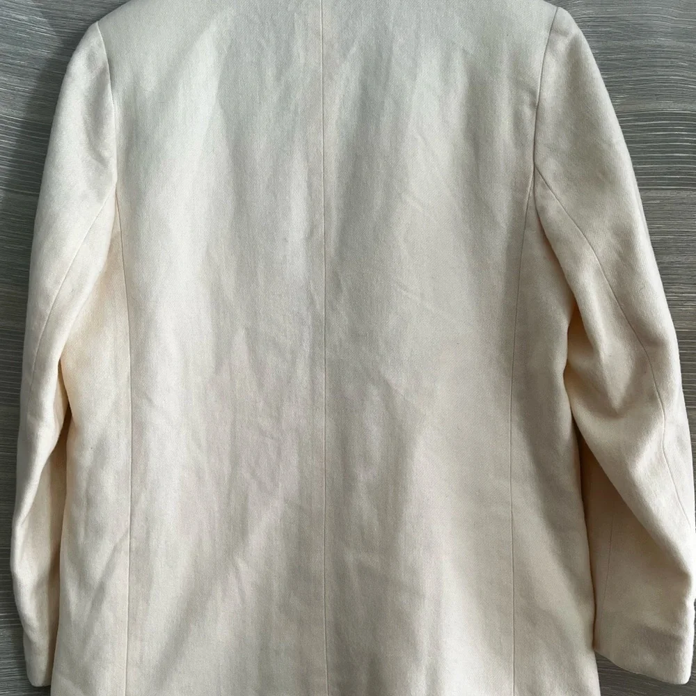 Vintage Ivory Wool Blazer | Made in USA | Minimalist 80s–90s Jacket